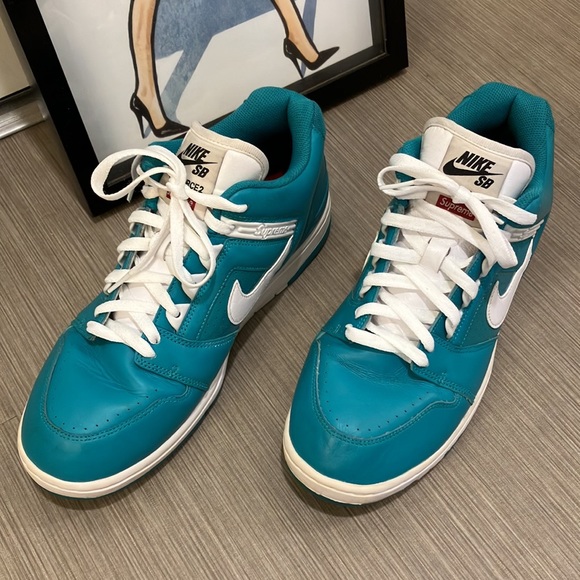 Nike Supreme x Air Force 2 Low Teal sneakers in teal green color Size 10.5 - Picture 2 of 12